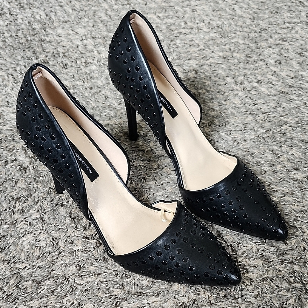 French Connection Black Studded Heels Size 10